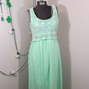 MarineBlu Marine Blue M Dress Crochet back sea foam green color Maxi